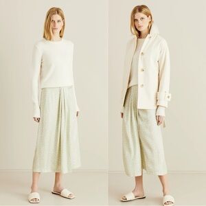 Vince Stone Dot Draped Midi Maxi Skirt in Celery Sage Cream Size 2 Silk Wrap